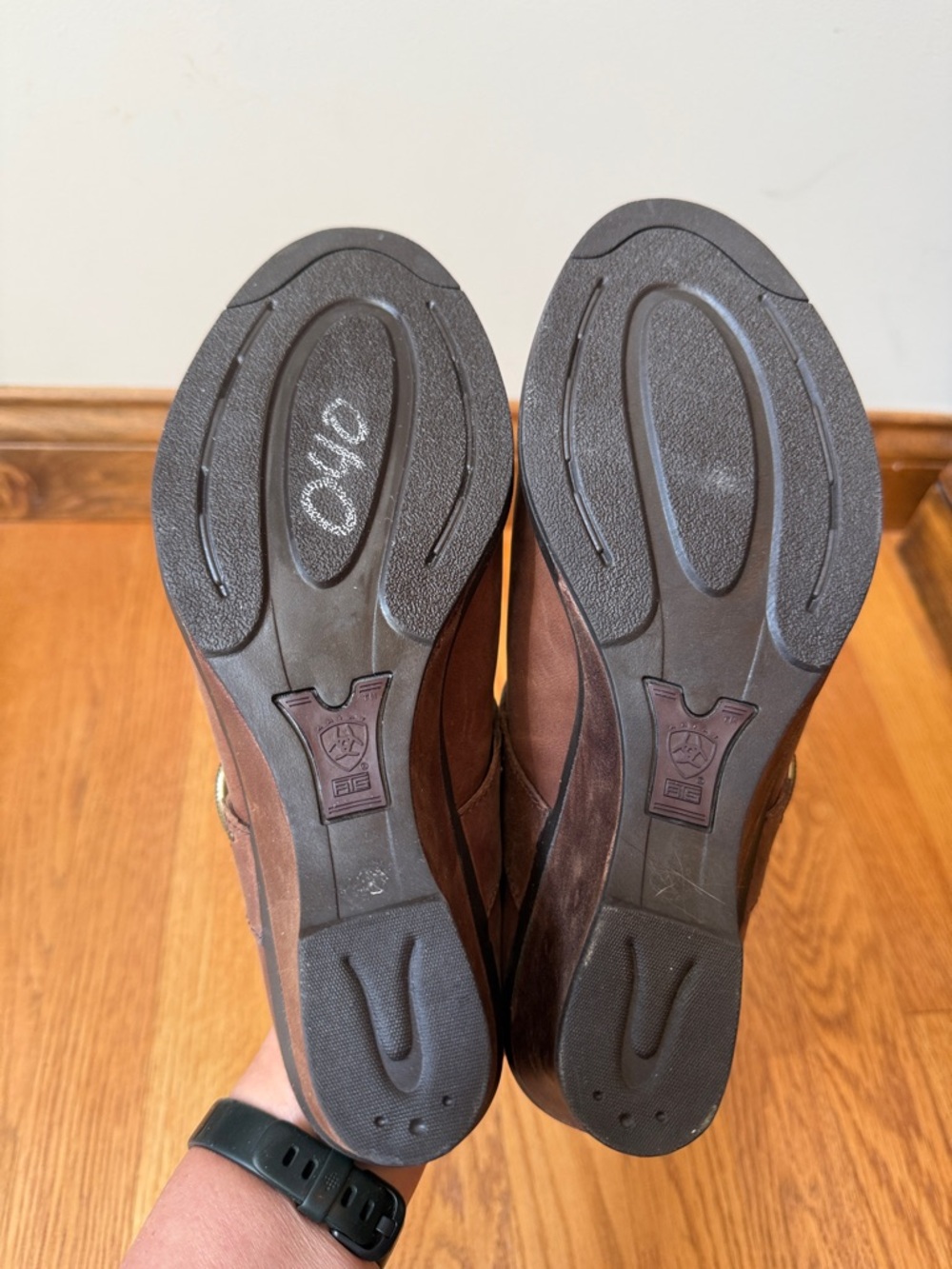 Ariat Braided Brown Leather Slip On Mule Clog Style 20962 Western Wedge Size 10B - Picture 10 of 13